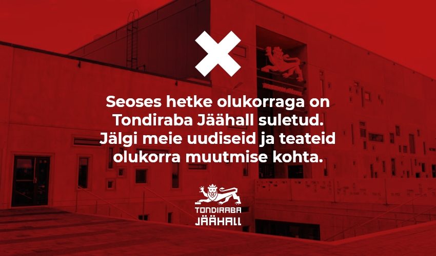 Seoses hetke olukorraga on Tondiraba Jäähall suletud. Jälgi meie uudiseid ja teateid olukorra muutmise kohta.